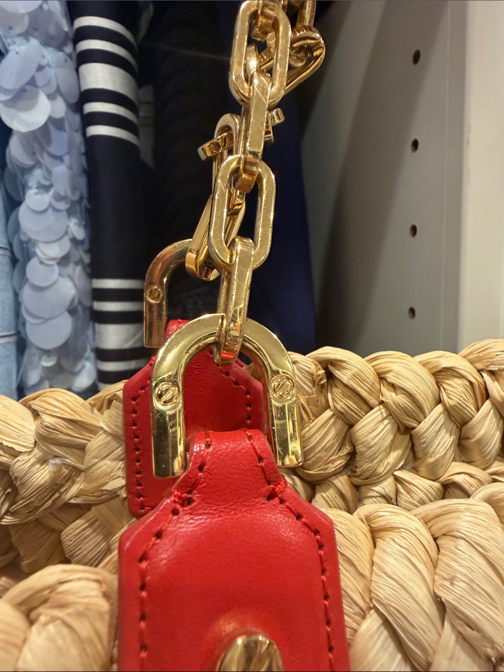 Tory Burch Natural Straw Tote with Red Logo and Handles - Picture 3 of 4